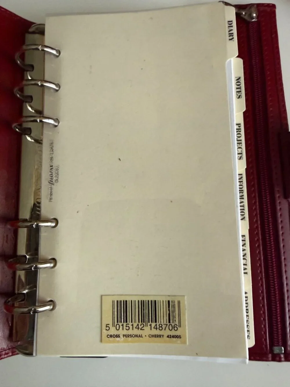 Filofax Personal Organizer Planner Diary Book Burgundy Italian Calf Leather